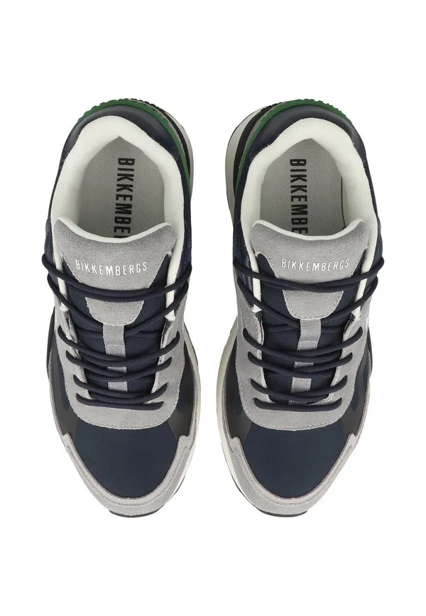 Кроссовки schuhe в стиле ретро серо-серо-темно-зеленые Bikkembergs, Grey-Lt Grey-Navy-Green — фото 3