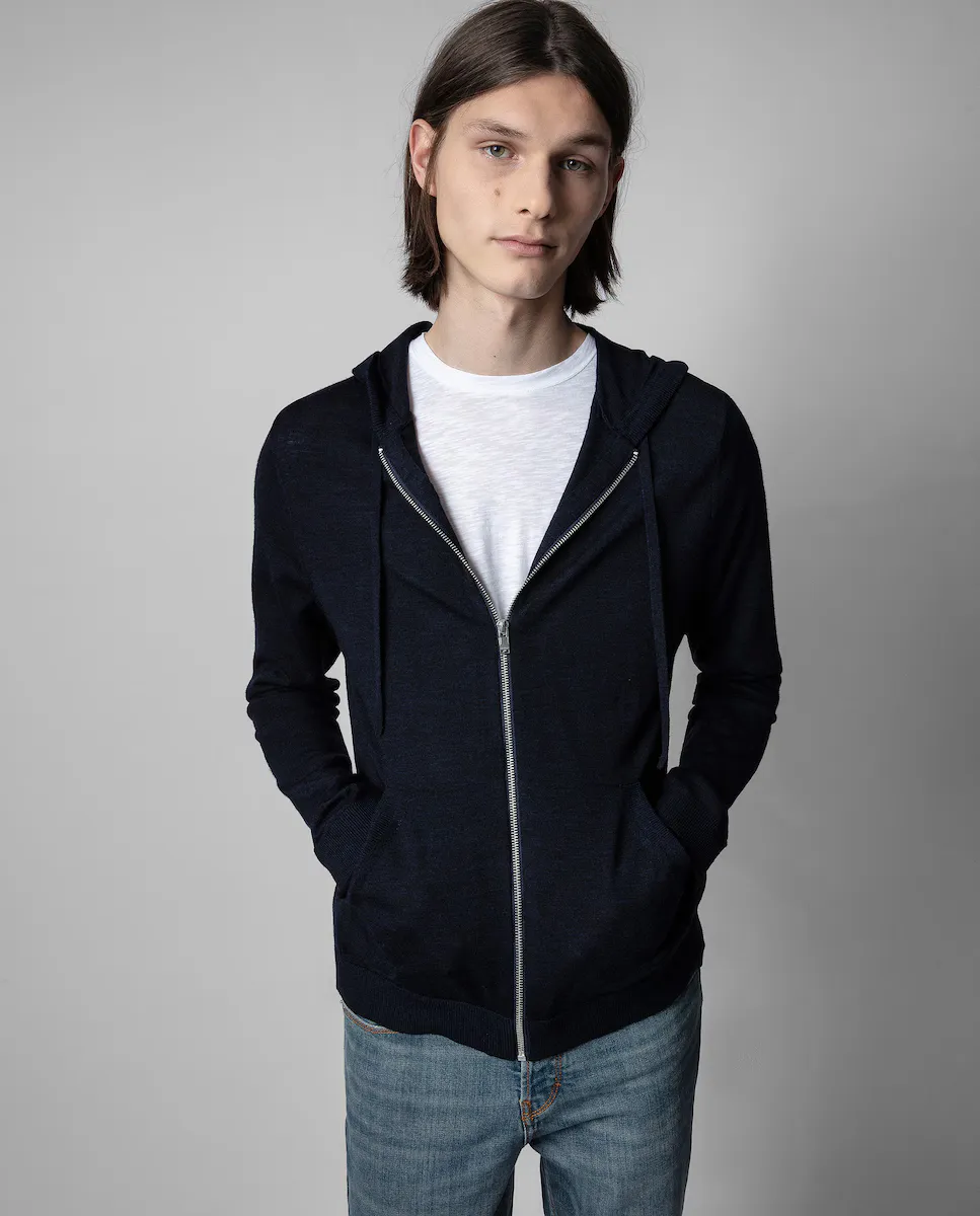 

Синий мужской кардиган на молнии Zadig & Voltaire, темно-синий