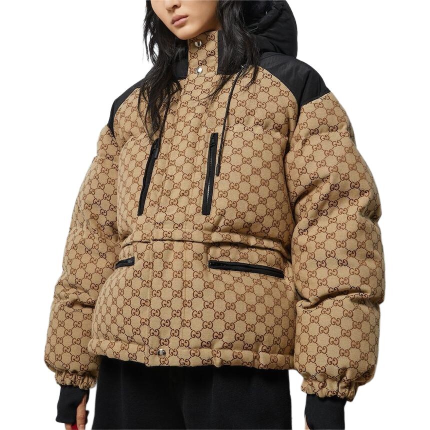 Куртка женская Gucci Классическая, стильный двухцветный дизайн, коричневый / черный — фото 4