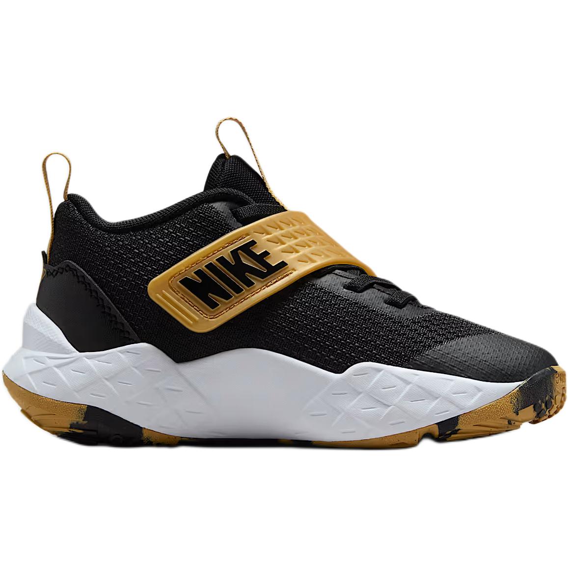 Детские баскетбольные кроссовки Team Hustle D 12 для дошкольников Nike, черный/золотой/белый — фото 3