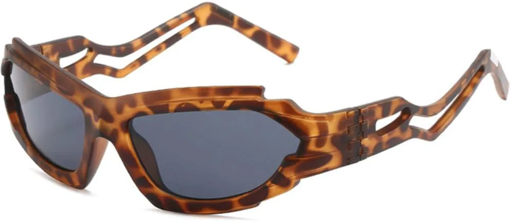 

Панк-солнцезащитные очки для женщин, роскошные цельные солнцезащитные очки с обтекаемой формой, очки с защитой от УФ-излучения UV400 для мужчин TYUVIVO, Leopard Gray