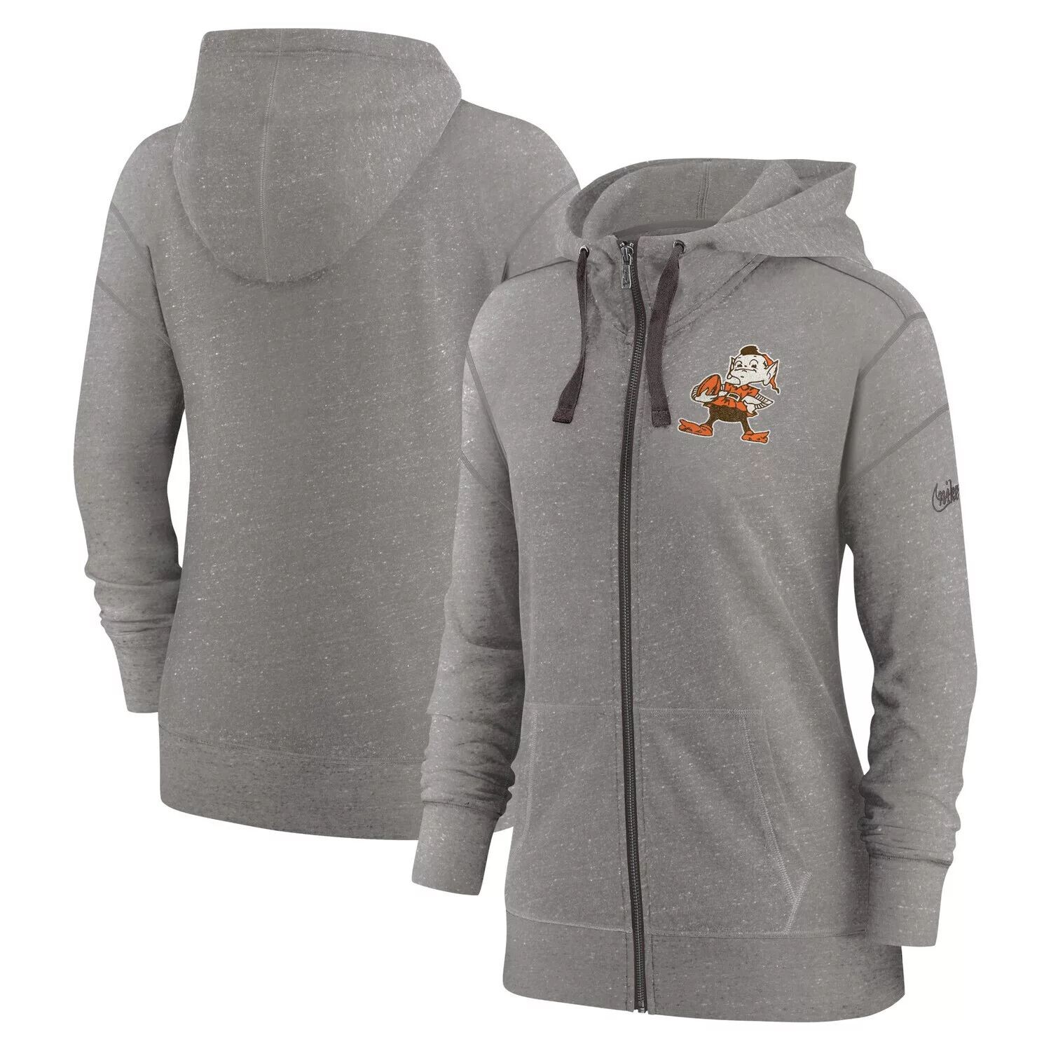 

Женская винтажная худи с молнией во всю длину Nike Heather Charcoal Cleveland Browns Gym Nike