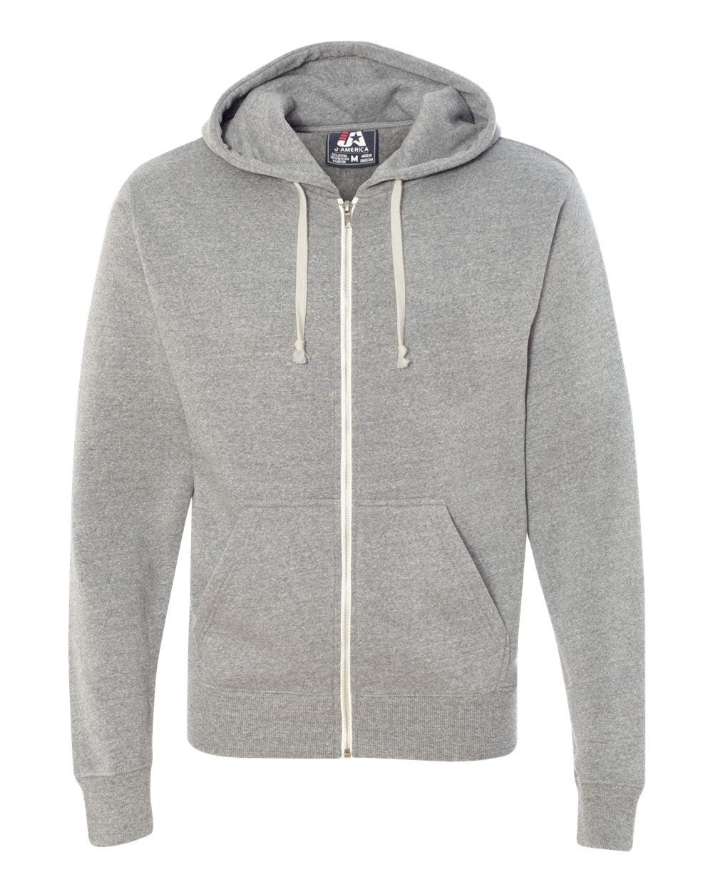 

Толстовка Triblend Full-Zip с капюшоном J. America, цвет grey triblend