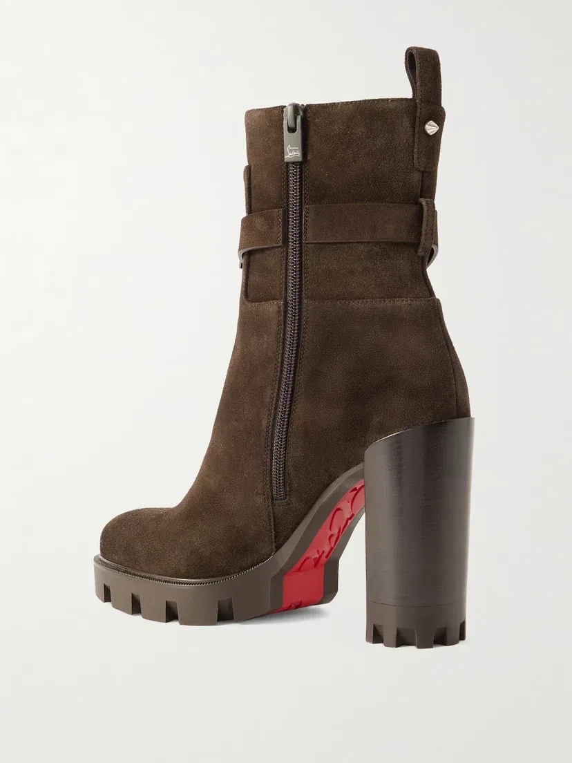 Dianouchette 100 замшевые ботильоны с пряжками Christian Louboutin, коричневый — фото 3