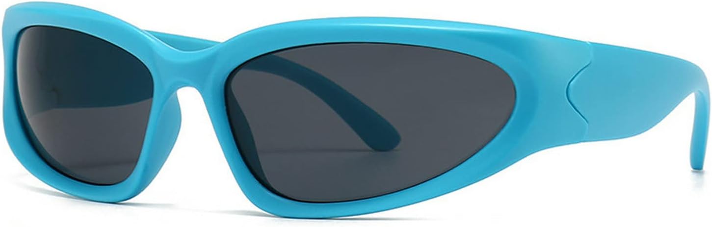 

Laureles 2023 Модные прямоугольные серебристые солнцезащитные очки Y2K для мужчин, овальные черные солнцезащитные очки в стиле футуристического панка для женщин, Blue Grey