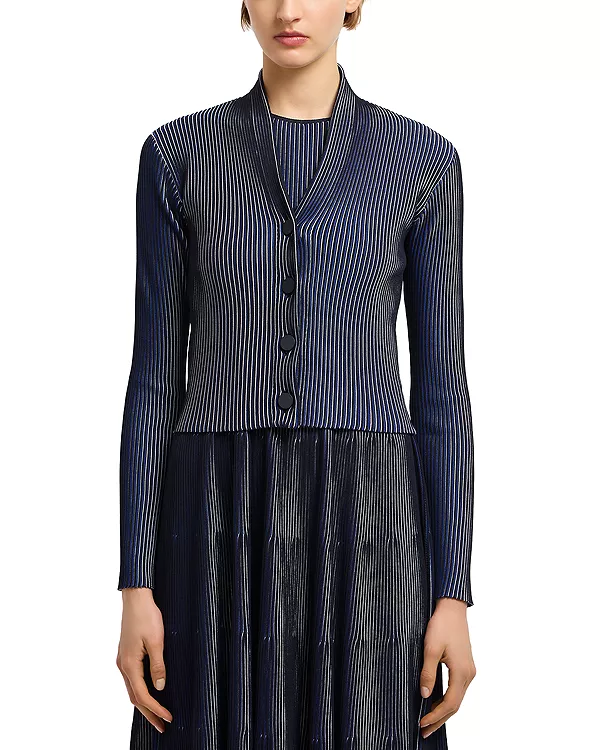 

Двухцветный ребристый полосатый кардиган Emporio Armani, черный