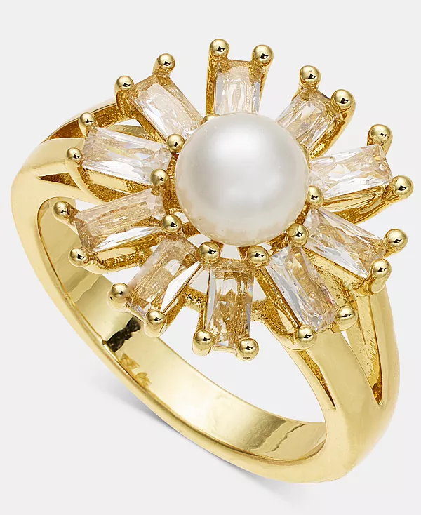 

Кольцо с кубическим цирконием и искусственным жемчугом, эксклюзивно в Macy's Charter Club, gold