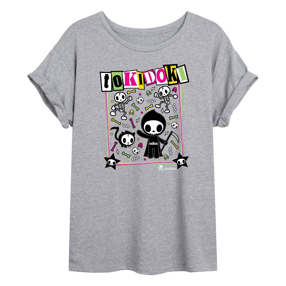 

Большая футболка Tokidoki Adios & Skeletrino для юниоров в стиле панк Licensed Character, цвет Heather Gray