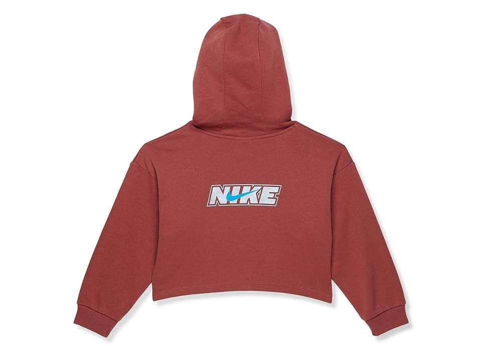 Детская флисовая толстовка Nike NSW Icon Novelty для девочек, ржаво-красный хлопковый пуловер RED16 — фото 2