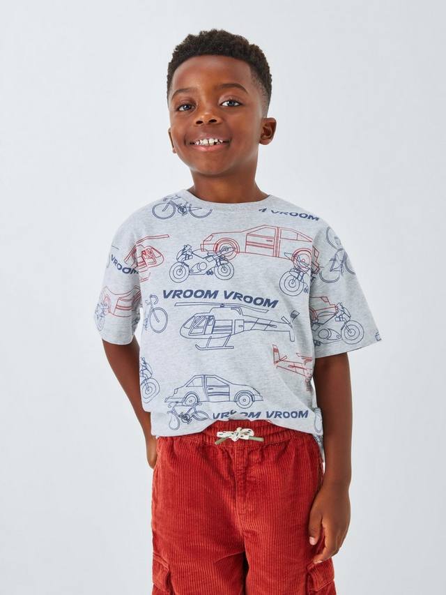 

Детская футболка с принтом транспорта John Lewis, Grey Mutli