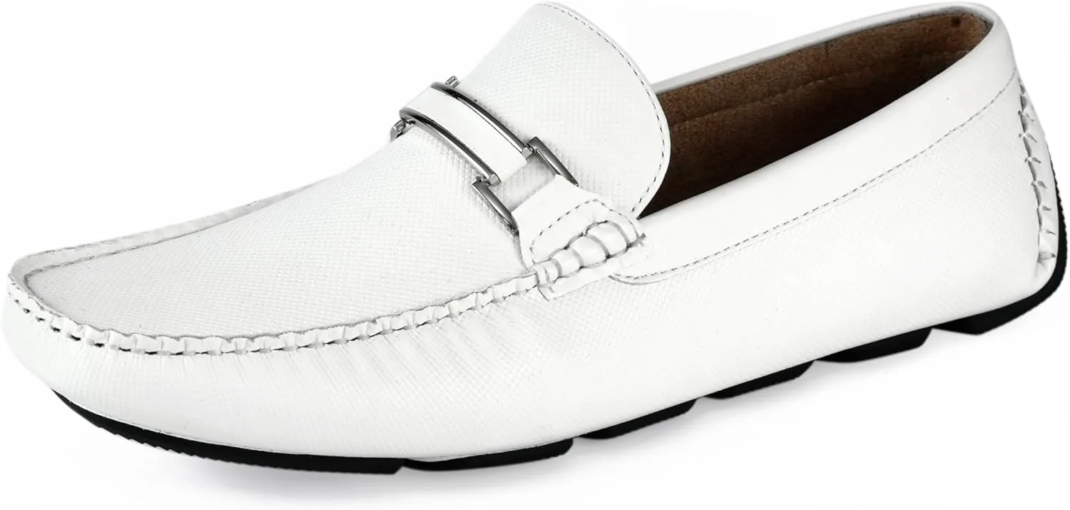 

Amali Cola - Мужские мокасины для вождения - Мужские слипоны, мокасины, обувь на выход - Водительские лоферы с подходящей по цвету пряжкой, белый