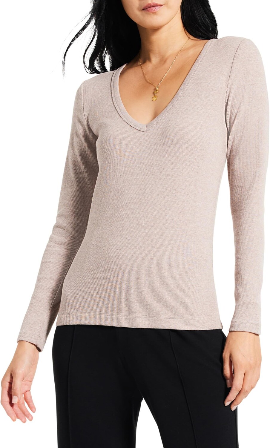 

Пуловер NIC+ZOE Perfect Knit Rib Long Sleeve V-Neck, цвет Macaroon