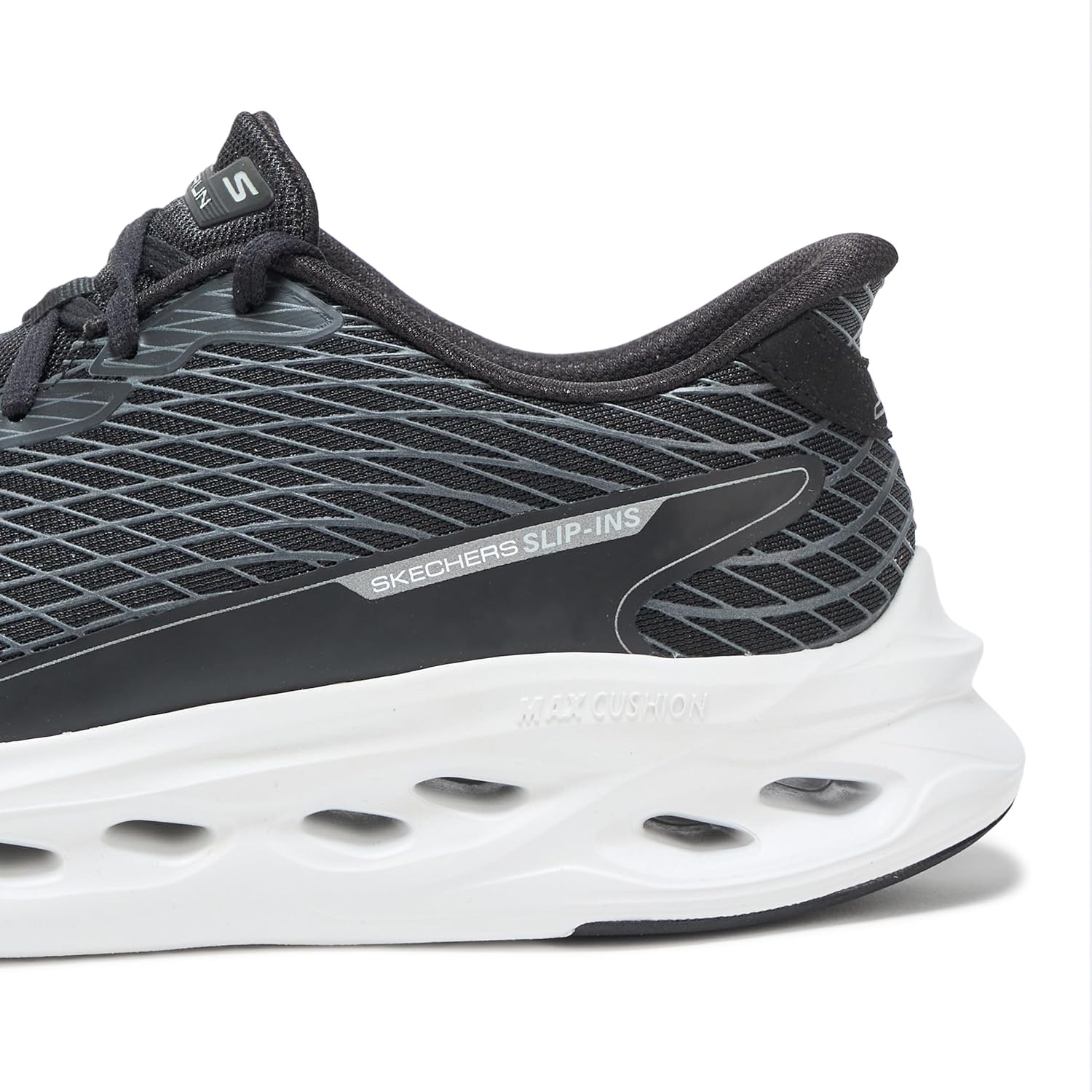 Мужские кроссовки Skechers Max Cushioning Glide Step Sapphire без шнурков, белый/черный — фото 4