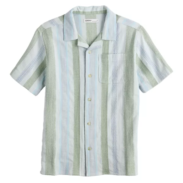 

Мальчиковая короткорукавная рубашка из поплина на пуговицах, размеры 8-20, обычная и свободная Sonoma Goods For Life, цвет blue green stripe
