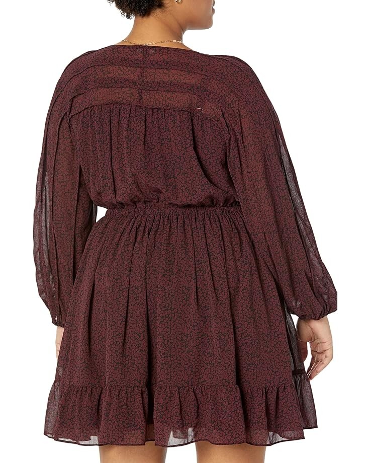

Платье Madewell Plus Starr Pleated Sleeve V-Neck Retro Mini Dress, цвет Cabernet