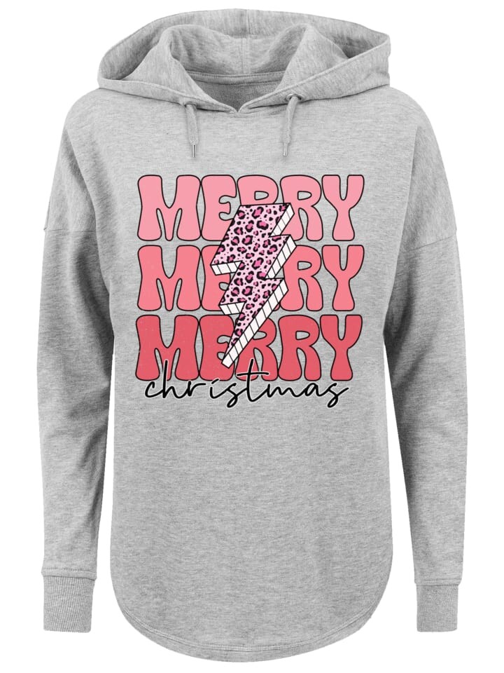 

Пуловер F4NT4STIC Oversized Hoodie Merry Weihnachten Print Leo Print, серый