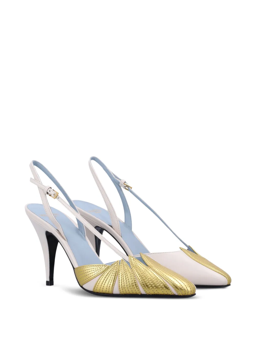 Туфли с ремешком на пятке и эффектом металлик VALENTINO GARAVANI, нейтральный — фото 2