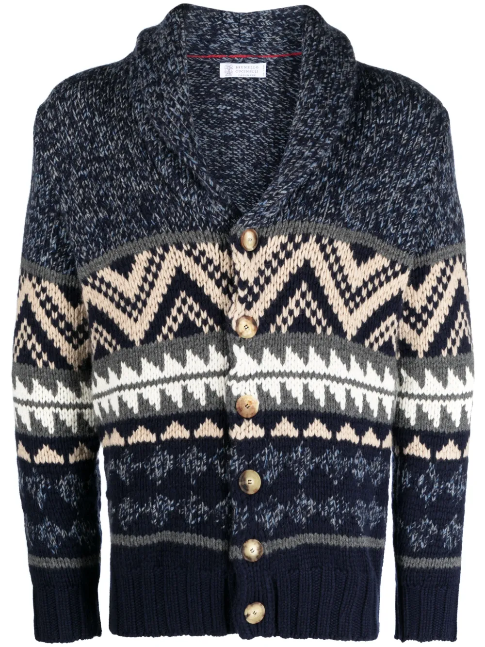

Кашемировый кардиган с узором Brunello Cucinelli, синий