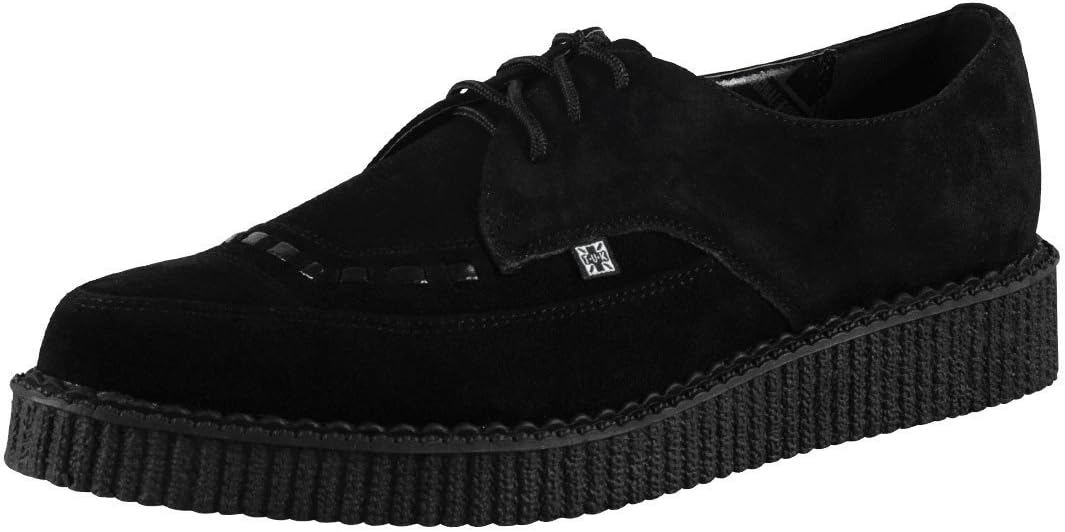 

Кроссовки T.U.K. Black Suede Pointed Creepers для мужчин и женщин с низкой платформой и шнуровкой