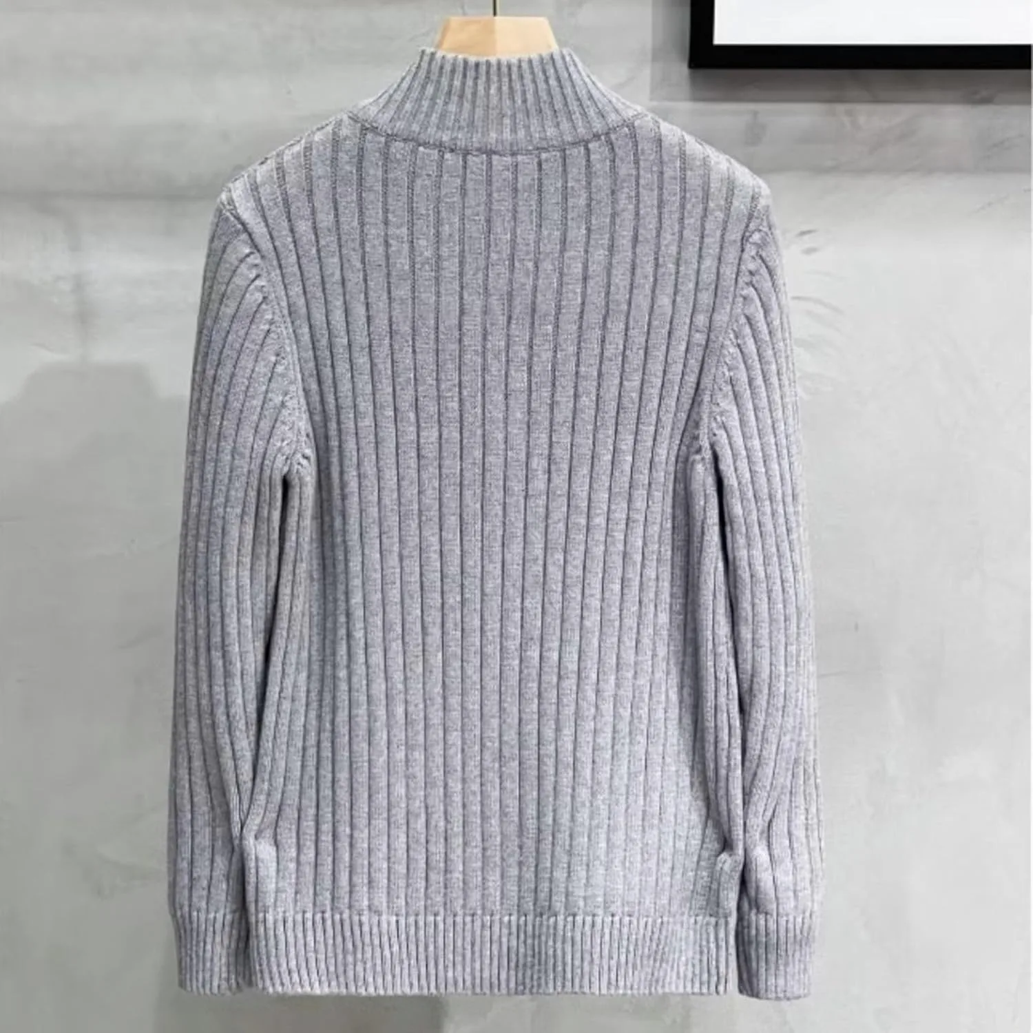 Мужской кардиган Slim Fit с молнией и воротником стойкой — фото 2
