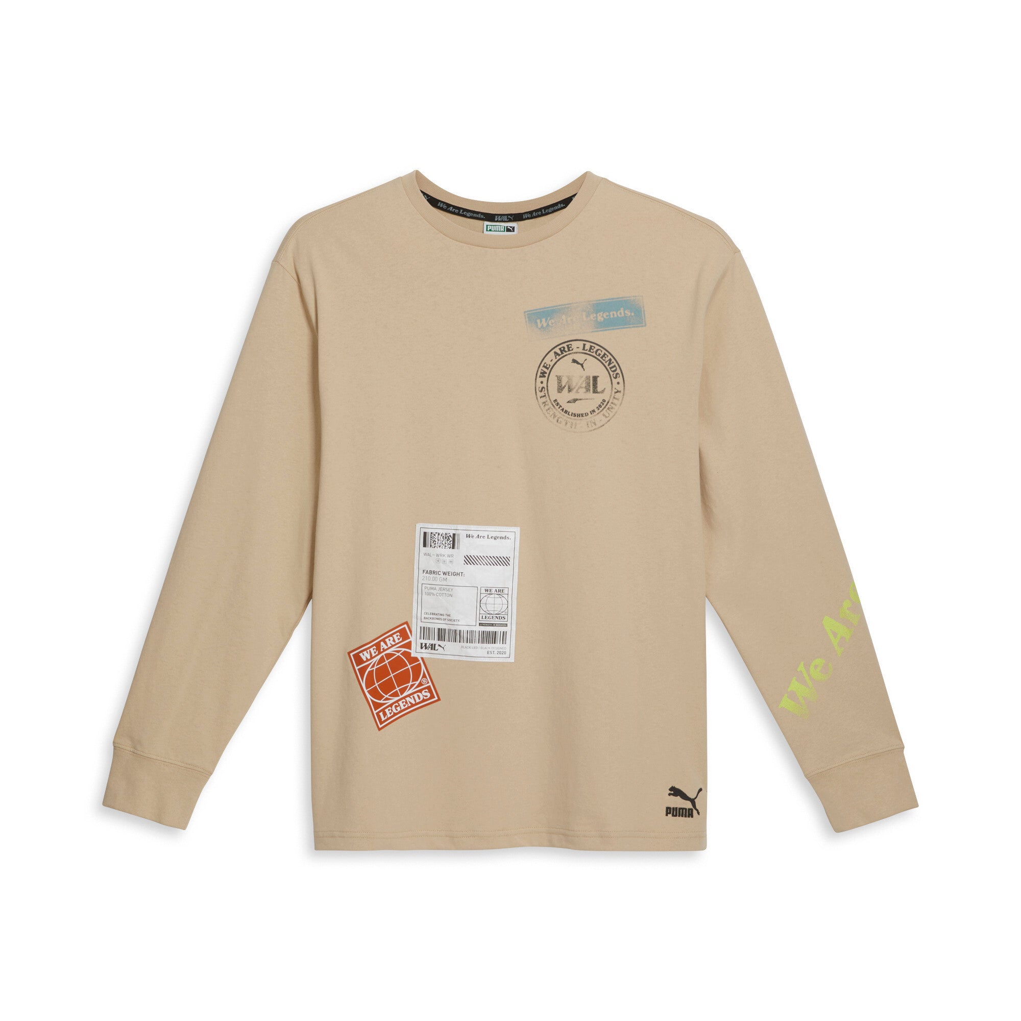 

Мужская футболка PUMA We Are Legends WRK.WR с длинным рукавом, цвет light sand