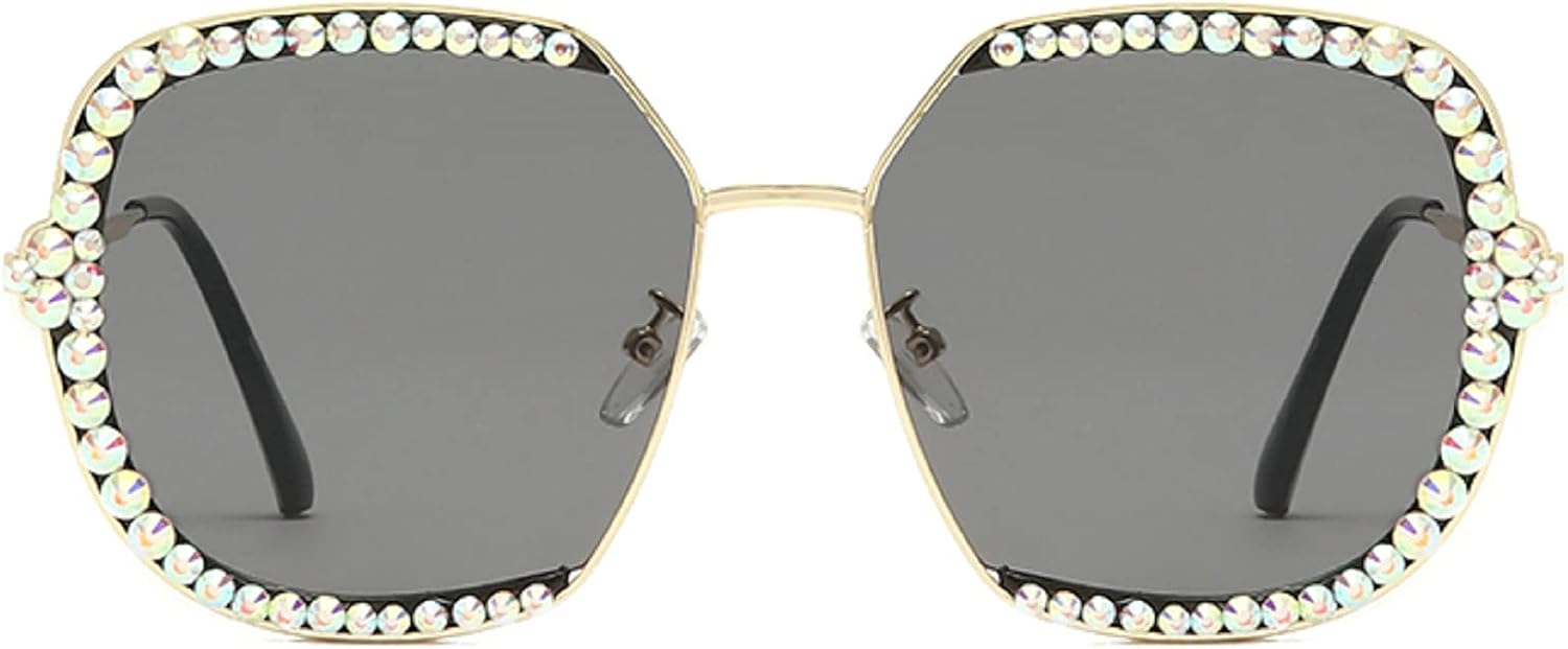 

Женские солнцезащитные очки с блестящими кристаллами, роскошные квадратные солнцезащитные очки со стразами, большие женские солнцезащитные очки с бриллиантами mincl, Gray