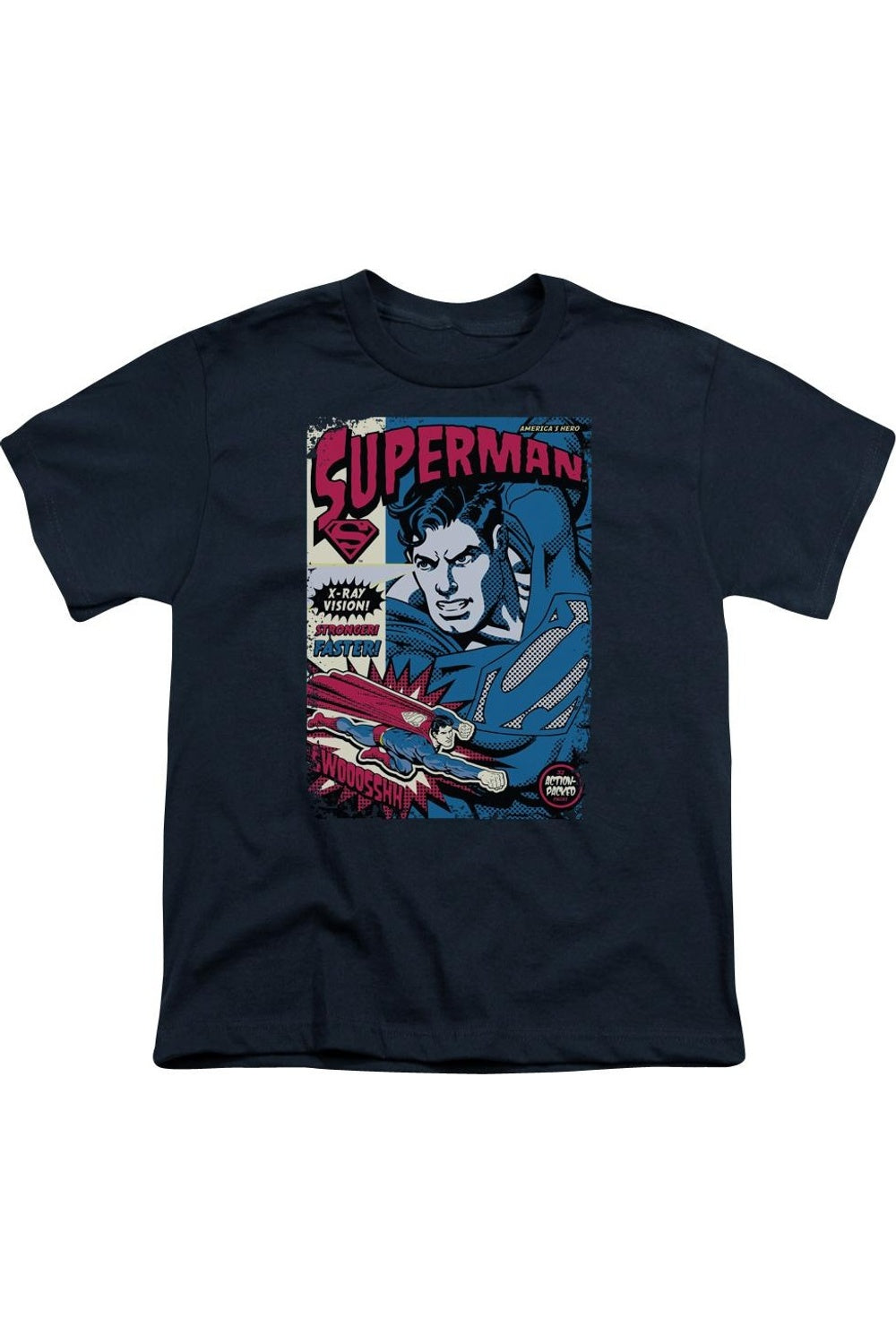 

Футболка с коротким рукавом для детей "Superman Action Packed" Gildan, темно-синий