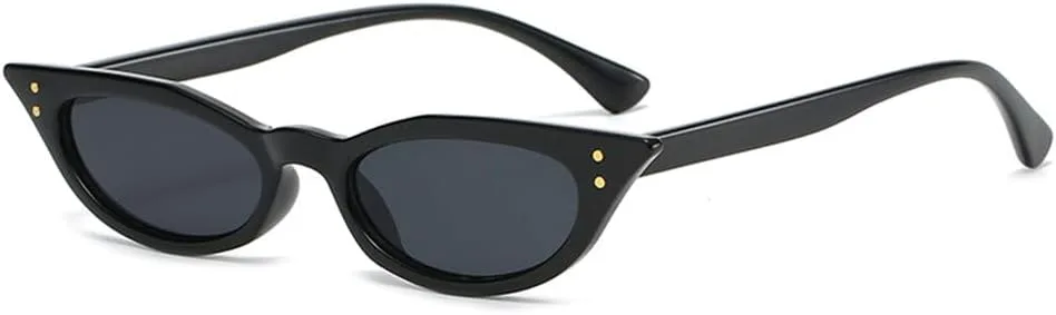 

Женские солнцезащитные очки «кошачий глаз» в винтажном стиле с заклепками, узкие треугольные солнцезащитные очки, черные, в стиле стритвеар TYUVIVO, Black