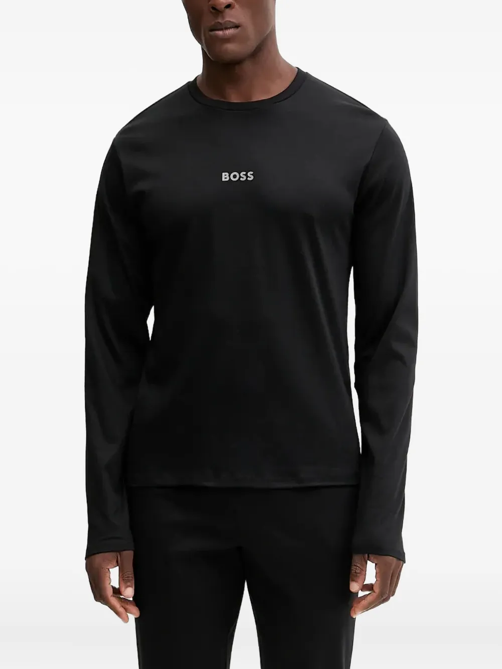 

Рождественская пижама с длинными рукавами и логотипом Boss, черный