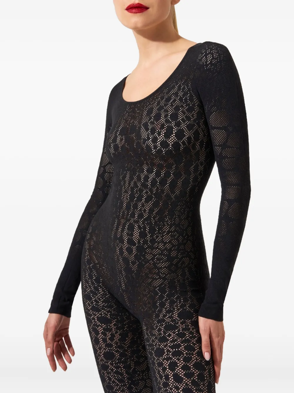 

Комбинезон со змеиным узором Wolford, черный