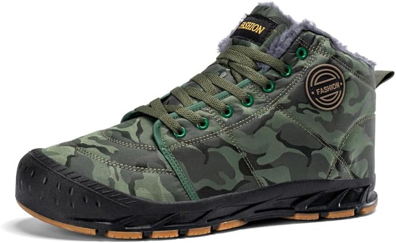 

Мужские зимние снежные ботинки Qacksv с водонепроницаемой утепленной меховой подкладкой, походные, противоскользящие, удобные для прогулок на открытом воздухе, зеленый