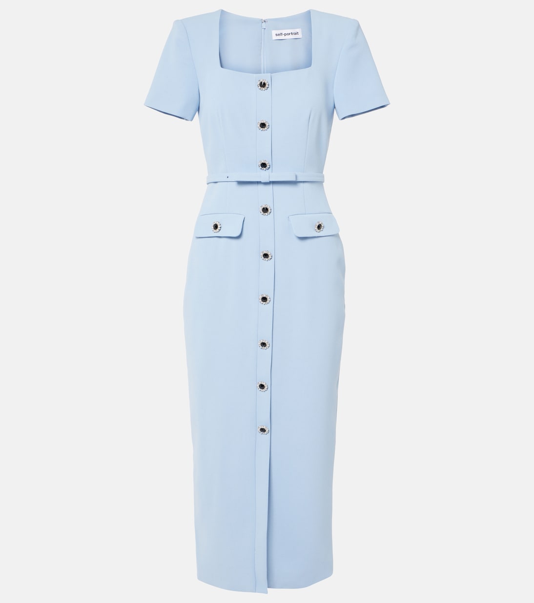 

Платье миди из крепа Self-Portrait, синий