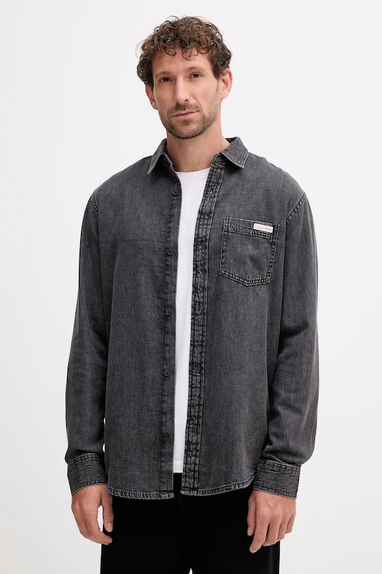 

Хлопковая рубашка Calvin Klein Jeans, серый