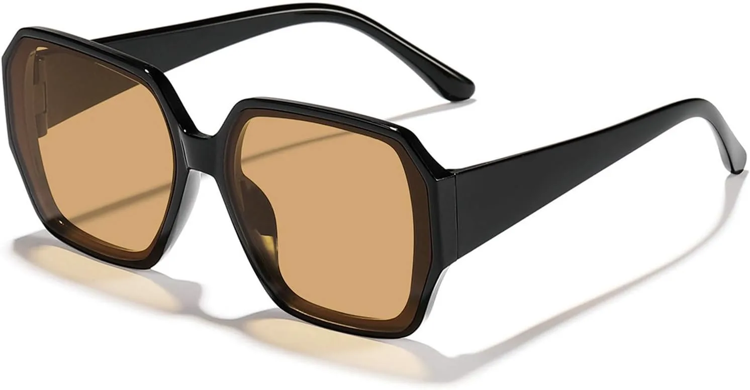 

Модные большие квадратные солнцезащитные очки для женщин и мужчин в стиле 90-х. Стильные солнцезащитные очки в квадратной оправе для женщин mincl, Black Brown