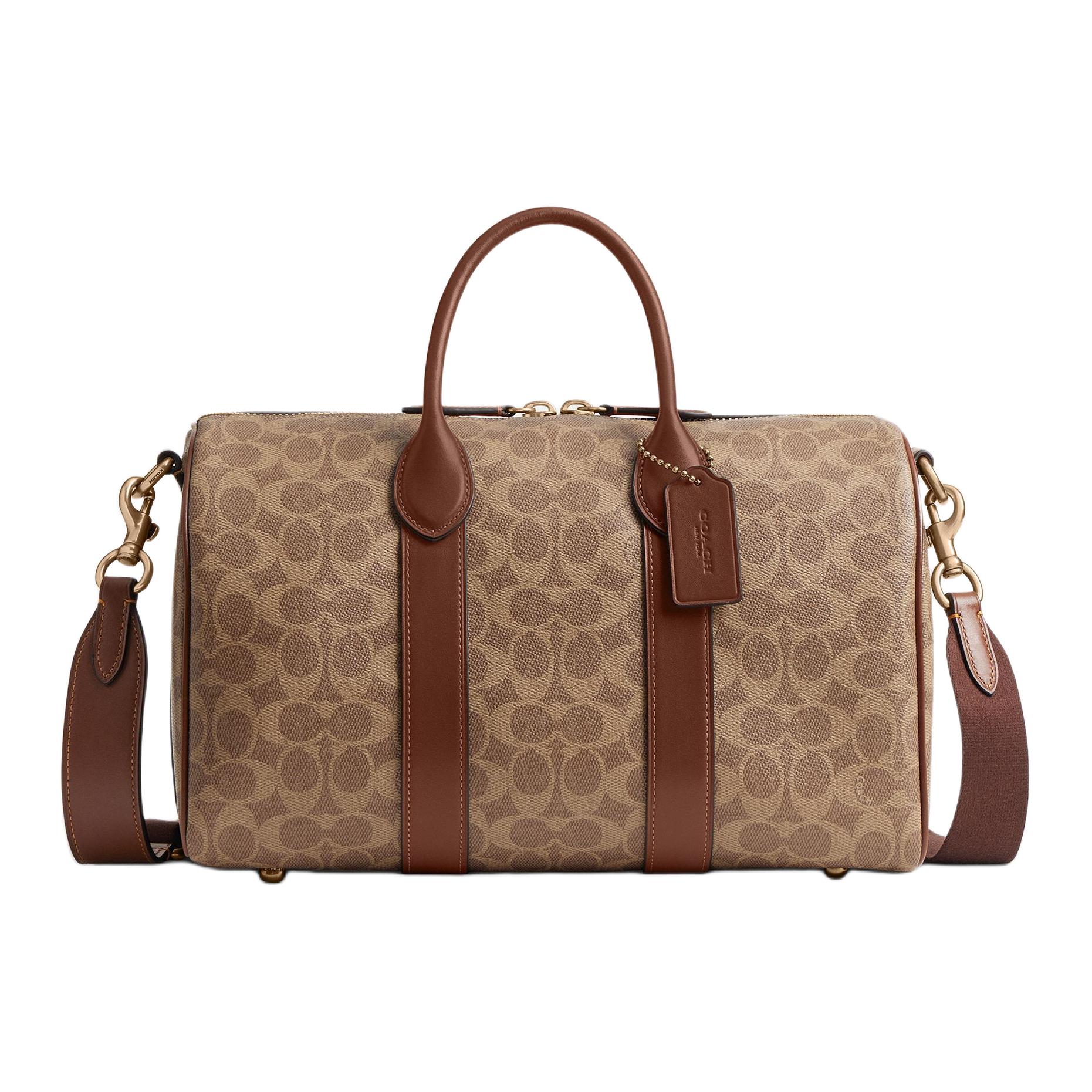 

COACH Искусственная кожа Сумка для боулинга Сумка через плечо Женская большая сумка Коричневая желтая