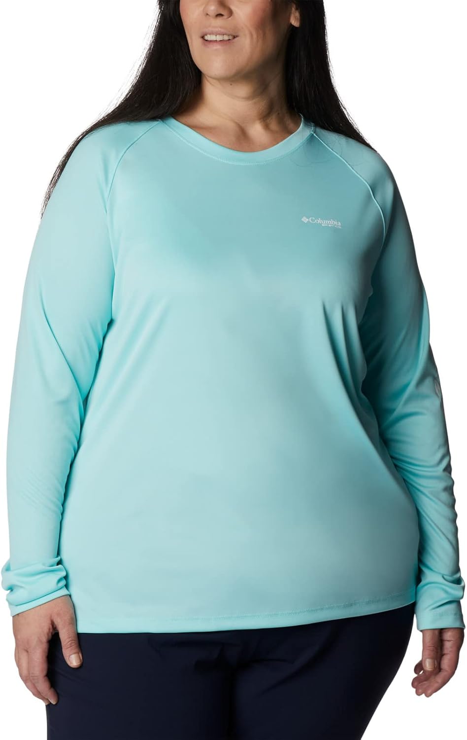 

Футболка Columbia Women's PFG Tidal Tee II с длинным рукавом и логотипом, Gulf Stream/White Logo, Белый, Футболка Columbia Women's PFG Tidal Tee II с длинным рукавом и логотипом, Gulf Stream/White Logo