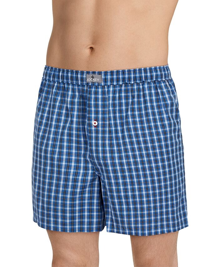 

Мужские хлопковые боксеры свободного кроя Jockey, цвет Navy Herringbone