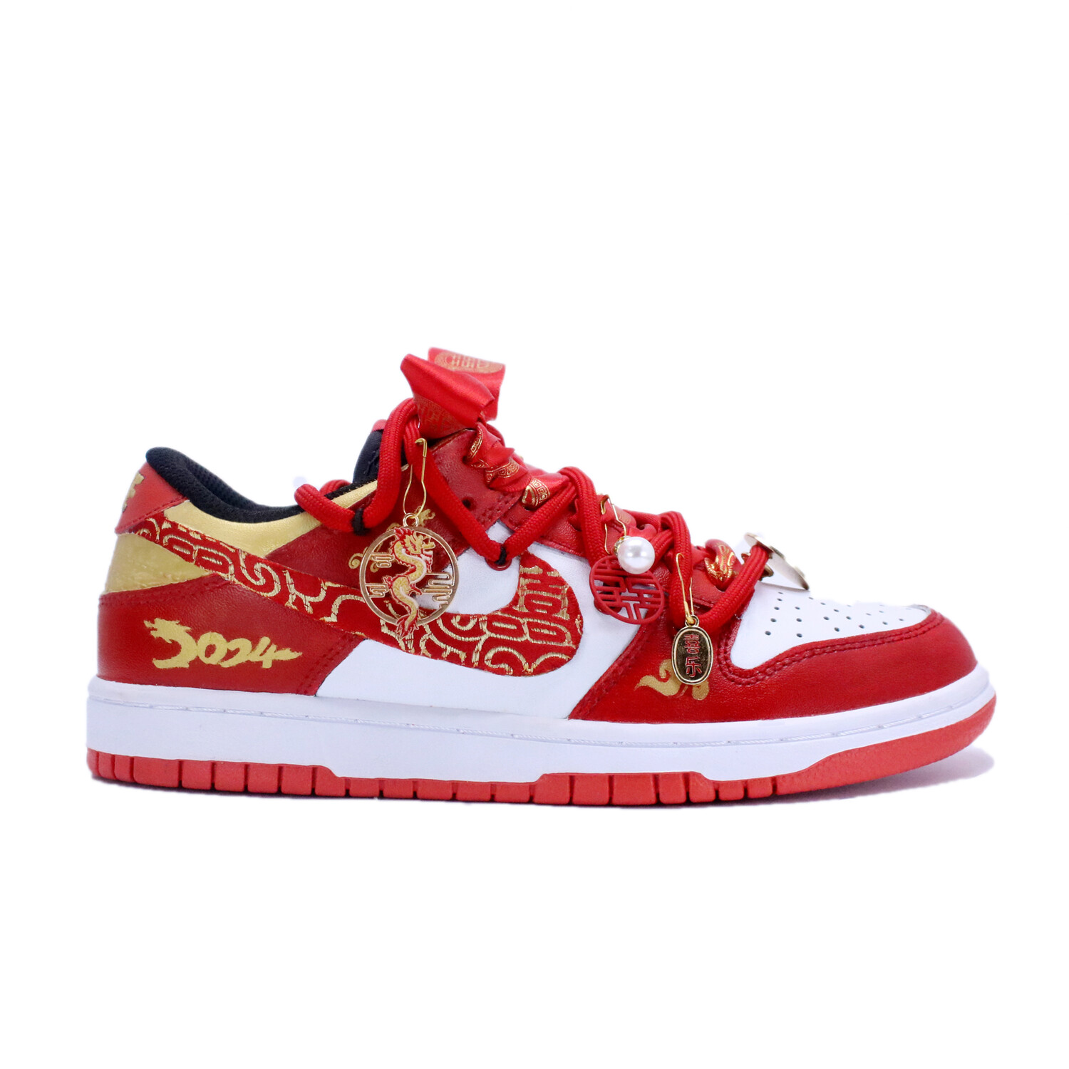 

Кроссовки Nike Dunk Skateboarding Shoes Women's Low-top Gold, белый
