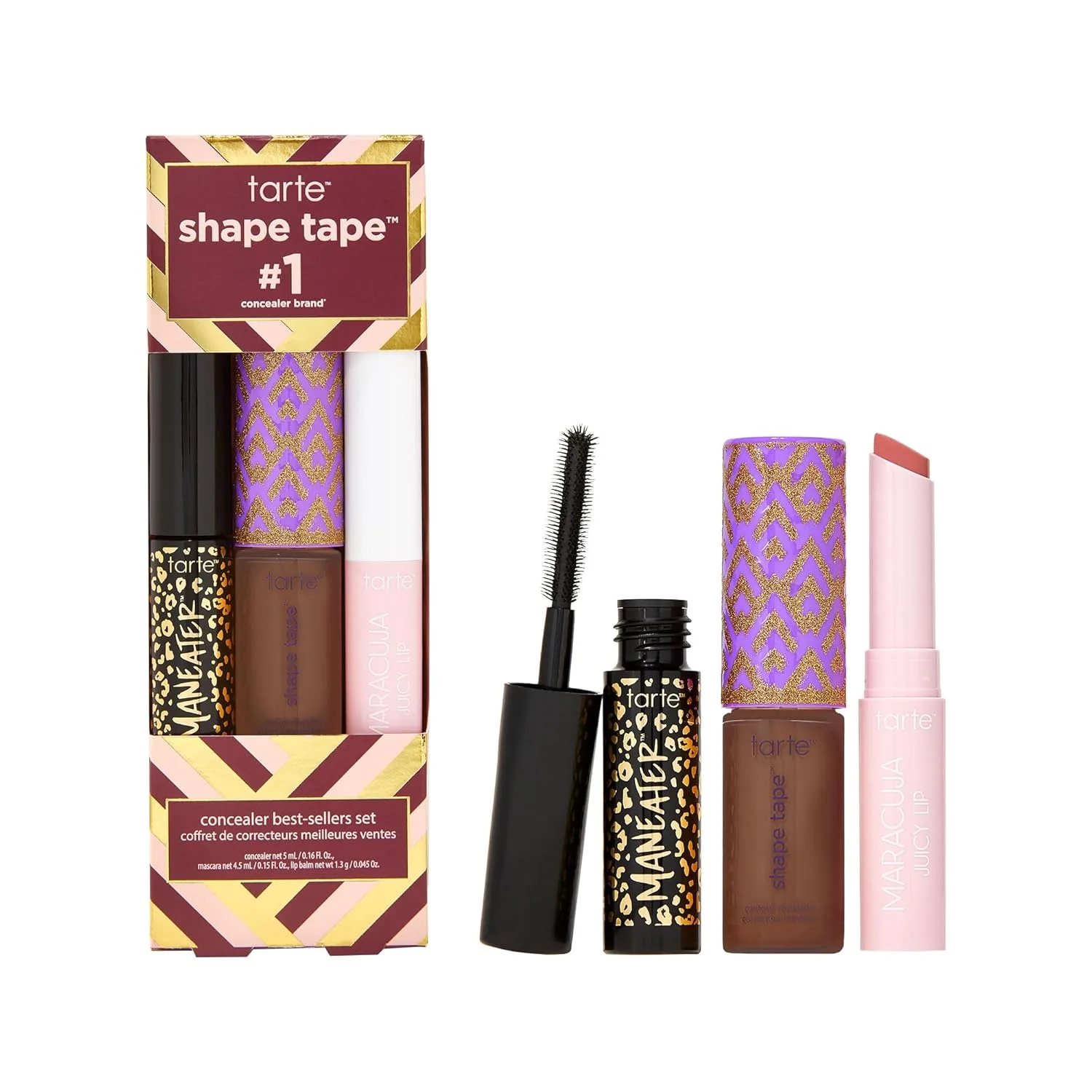 Набор бестселлеров Tarte Shape Tape - консилер Shape Tape, увлажняющий блеск для губ и тушь для ресниц, придающая объем, стойкость и длину. Не тестируется на животных., 57N rich & rose