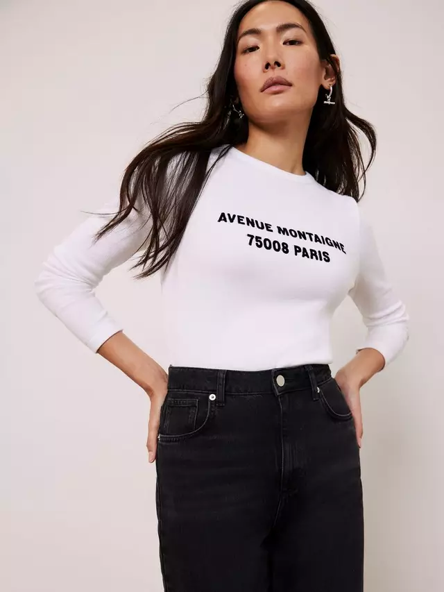 

Топ Mint Velvet Slogan Long Sleeve, цвет white ivory