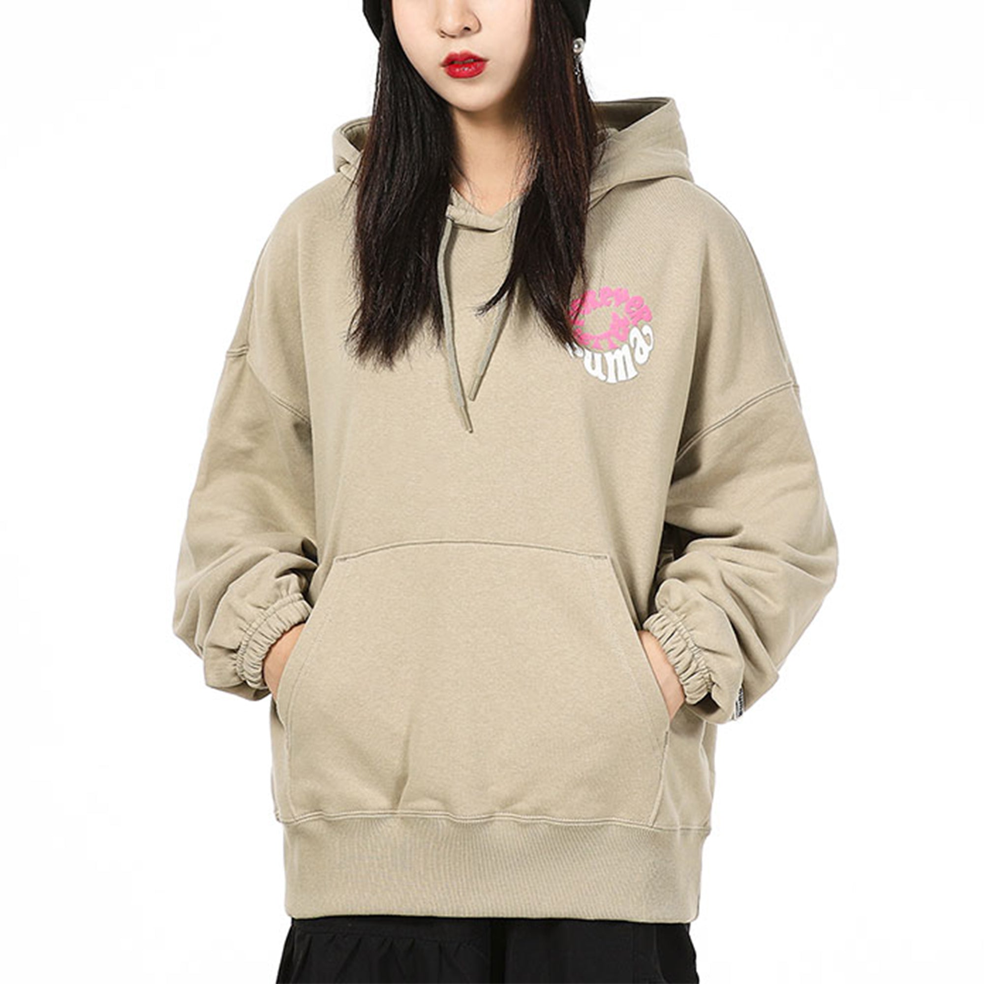 Толстовка (WMNS) PUMA Downtown Graphic Hoodie Breathable Letter Printing Long Sleeve Khaki 533049-42 — фото 3