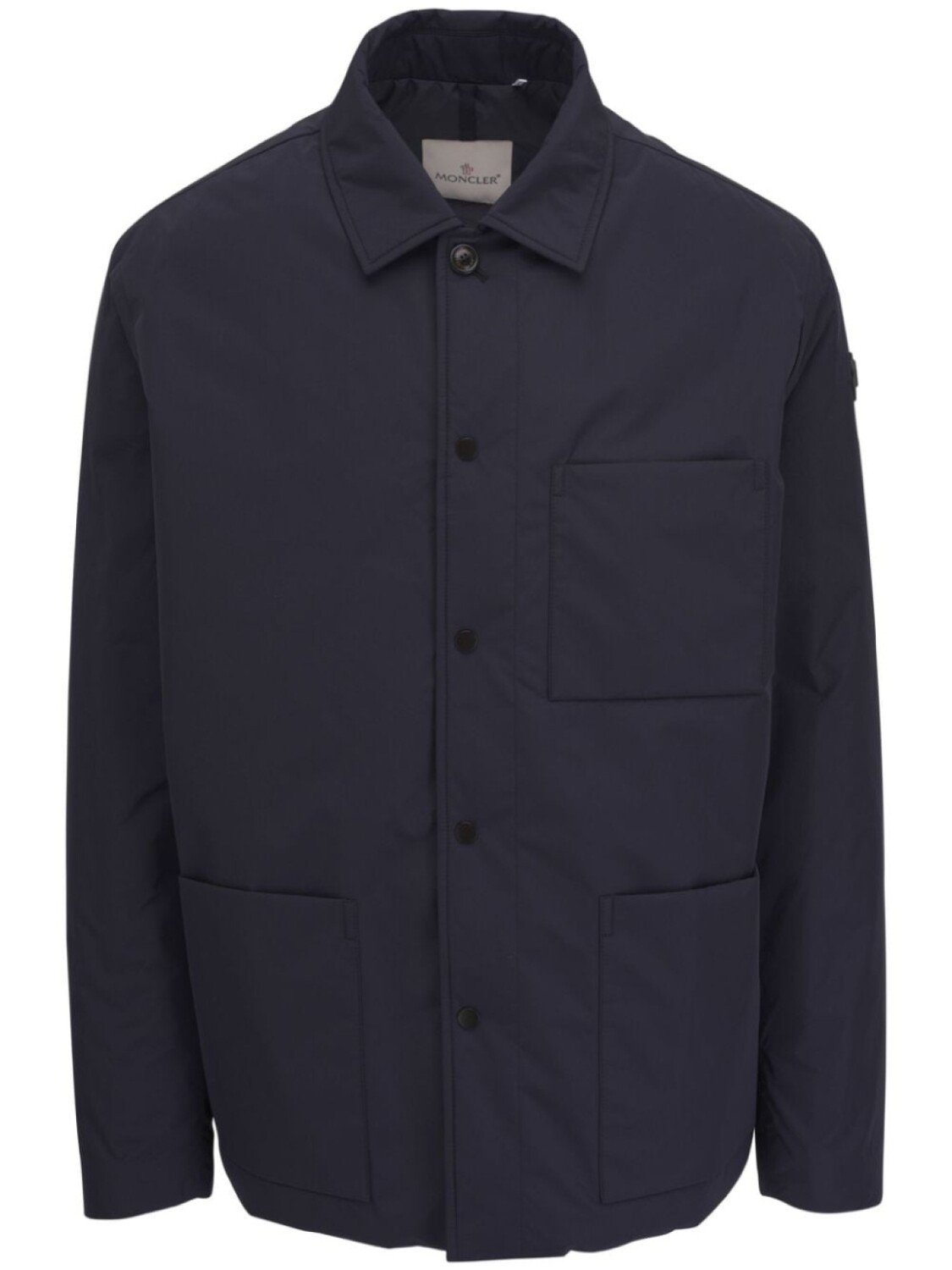 

Moncler дутая куртка-рубашка с логотипом, синий