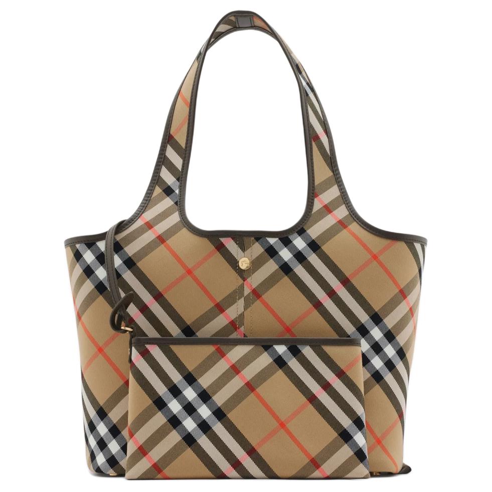 Женская сумка-шоппер Burberry из 100% хлопка, коричневая — фото 4