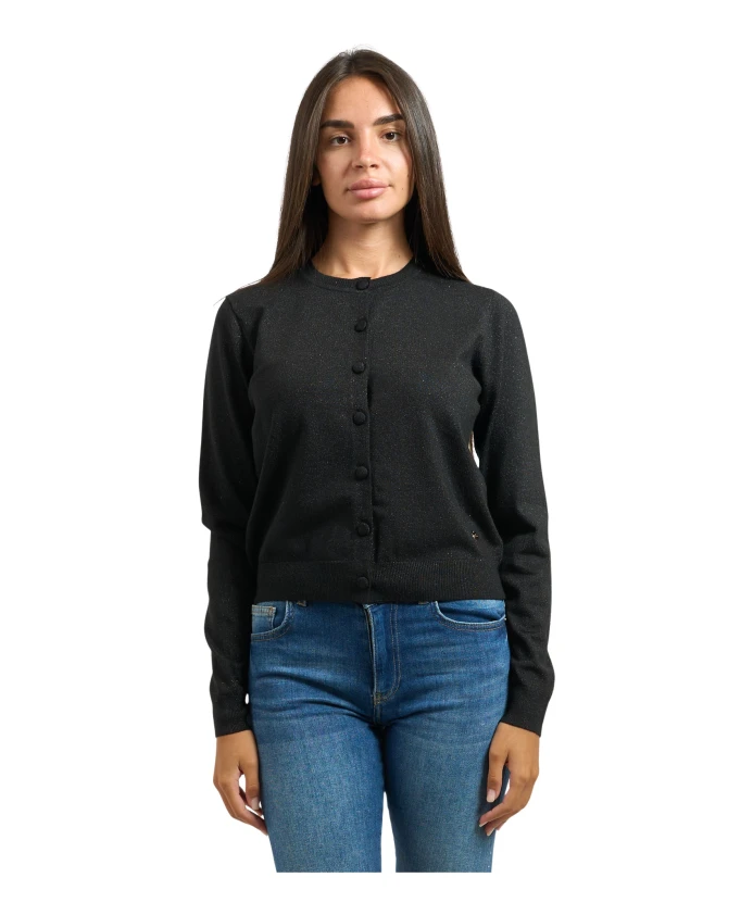 

Черный кардиган, украшенный стразами Yes Zee, черный