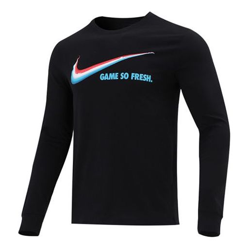 

Футболка game so fresh basketball sports printing round neck long sleeves black Nike, черный