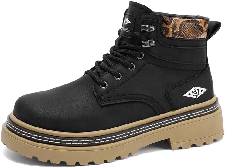 

Мужские ботинки на шнуровке с принтом под змею, платформенной подошвой, для активного отдыха и походов Generic, черный