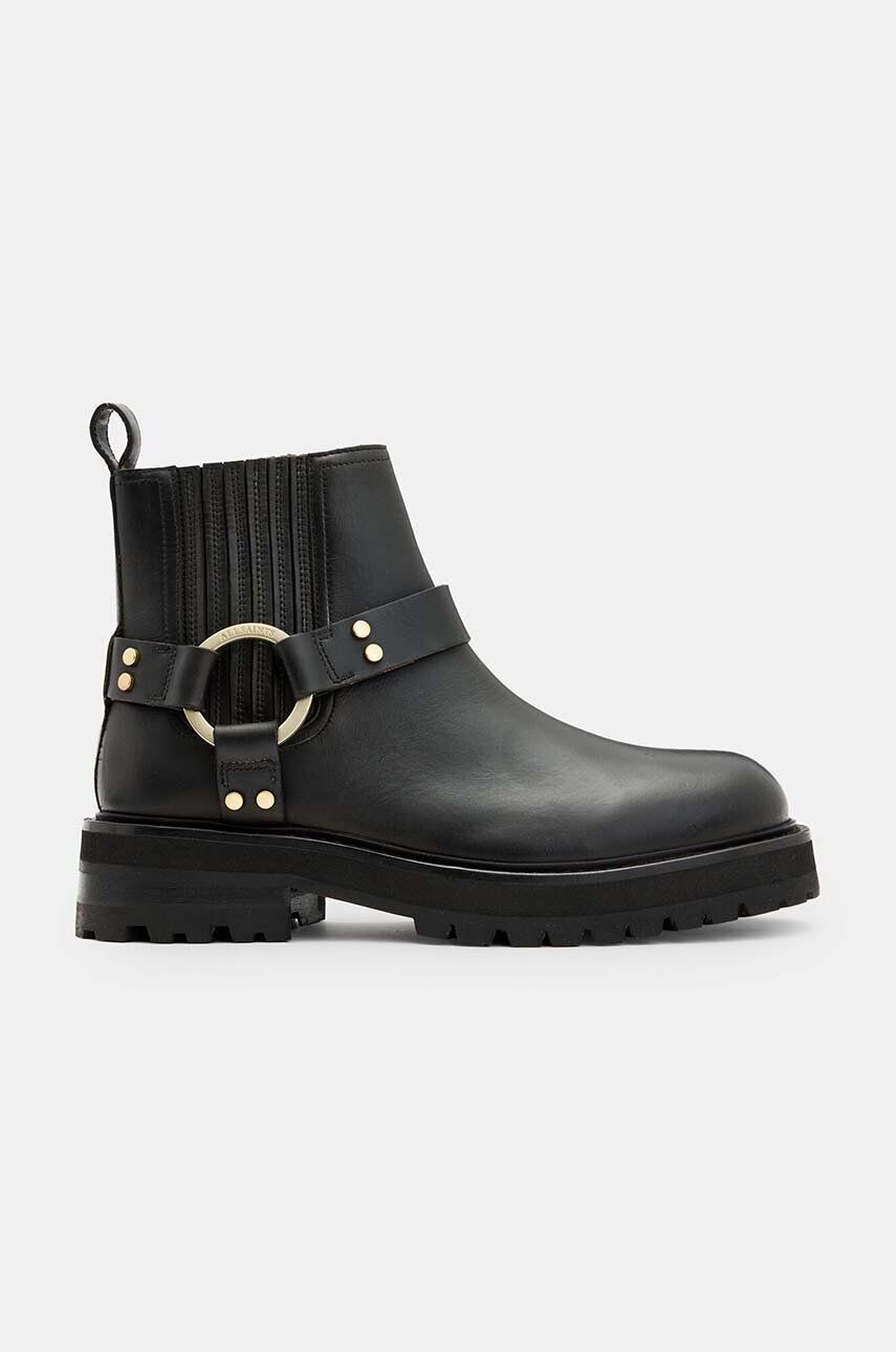

Кожаные ботильоны AllSaints Maddie Biker Boot, черный