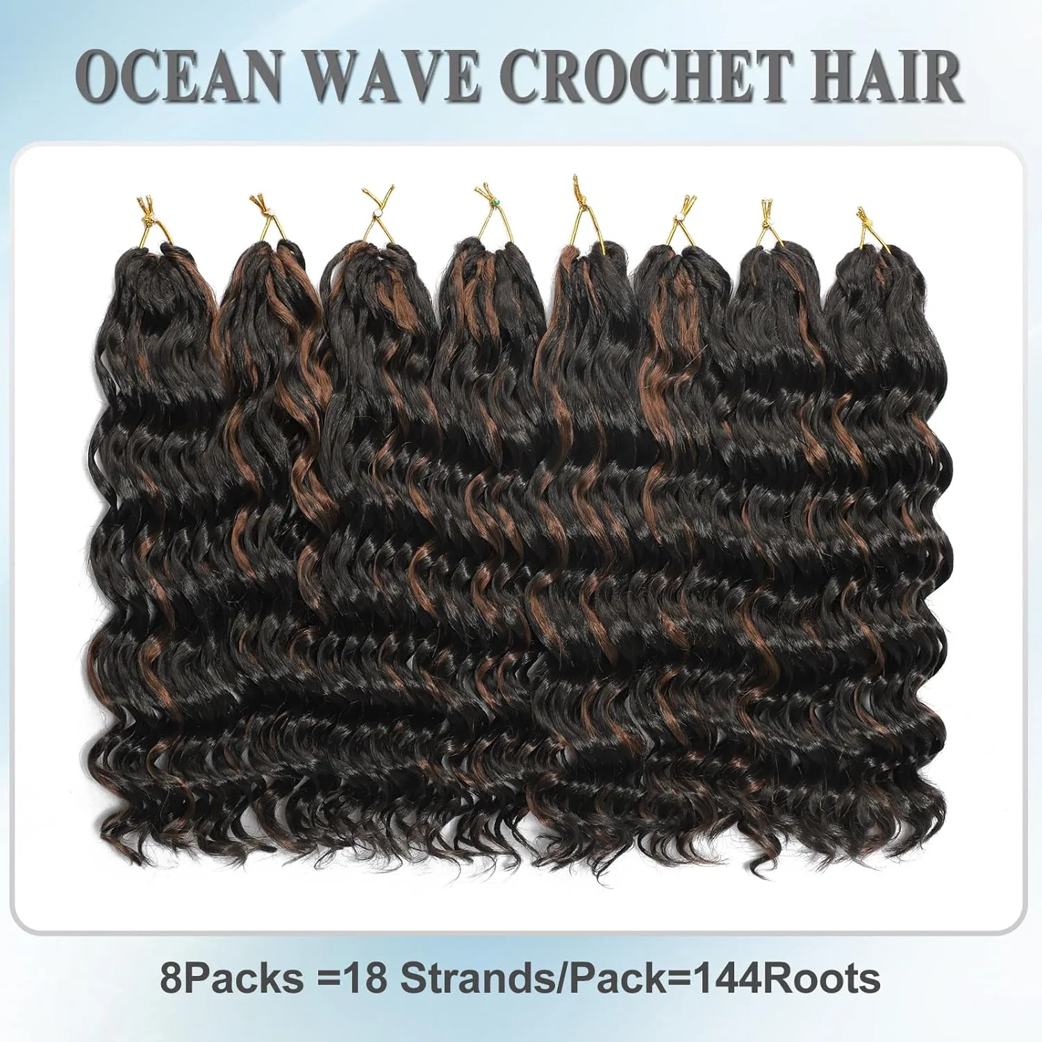 Искусственные волосы для плетения «Ocean Wave Crochet Hair» 8 упаковок Amlucks — фото 3