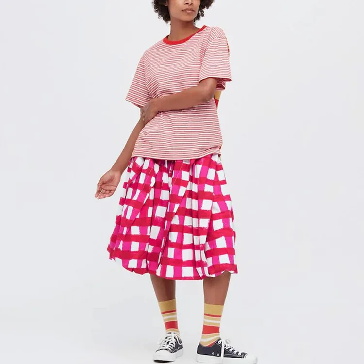 UNIQLO Юбка-шар в клетку Marni красная — фото 4