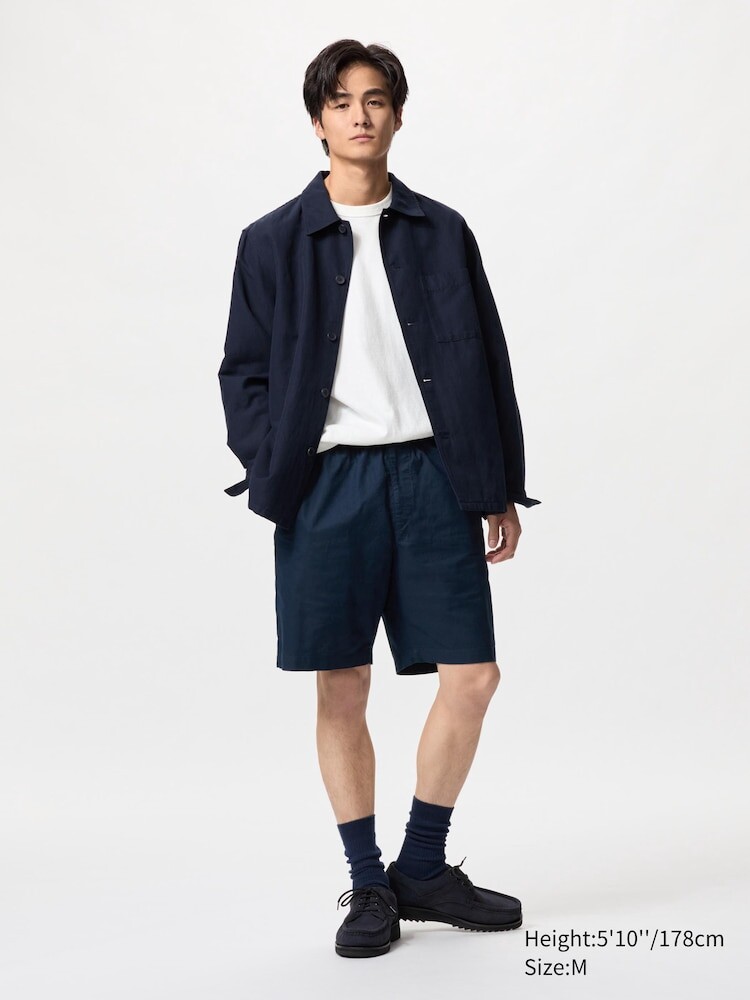 

Легкие шорты из льняной смеси Uniqlo, цвет 69 синий